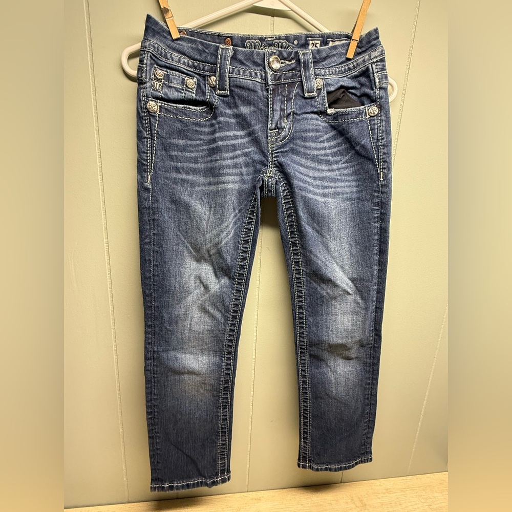Miss Me Dark Blue Signature Crop Jeans